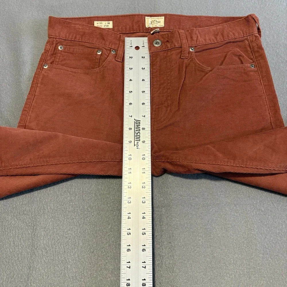 JCrew Corduroy Pants Men 33x30 Rust Style 250 Straight Fit Stretch Medium Wale